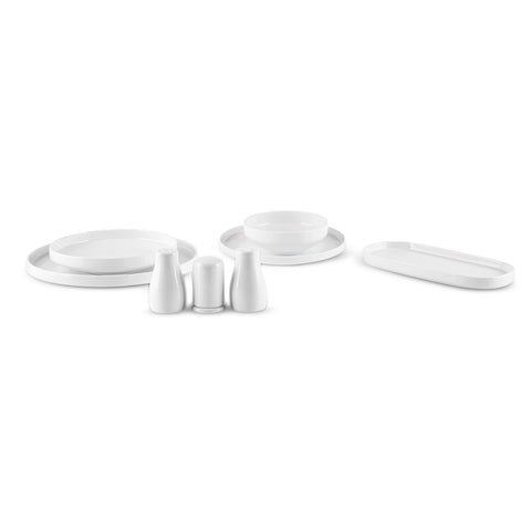 Karaca Stream Bone China Sirius 53-Piece Dinner Set for 12 People, White