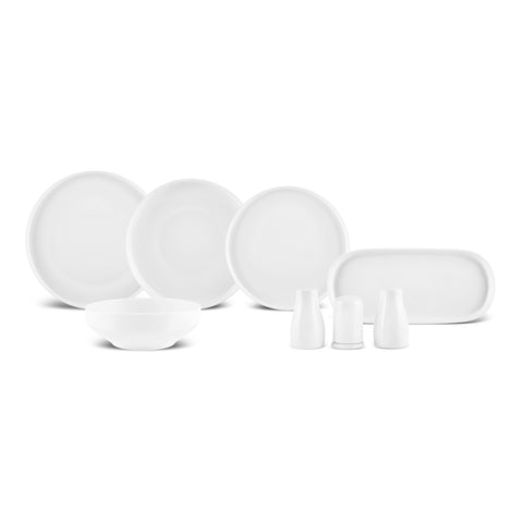 Karaca Stream Bone China Sirius 53-Piece Dinner Set for 12 People, White