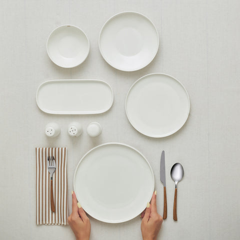Karaca Stream Bone China Sirius 53-Piece Dinner Set for 12 People, White
