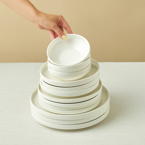 Karaca Stream Bone China Sirius 53-Piece Dinner Set for 12 People, White