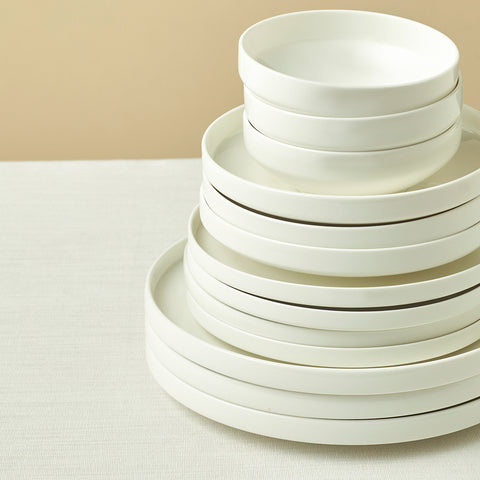 Karaca Stream Bone China Sirius 53-Piece Dinner Set for 12 People, White