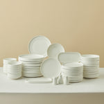 Karaca Stream Bone China Sirius 53-Piece Dinner Set for 12 People, White