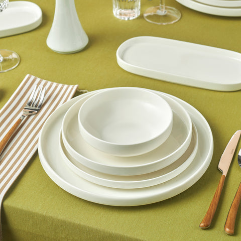 Karaca Stream Bone China Sirius 53-Piece Dinner Set for 12 People, White