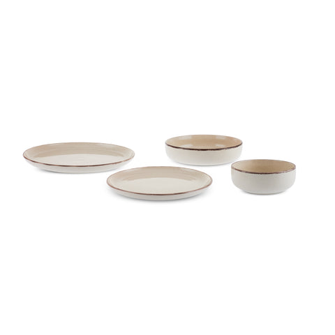 Karaca Monica 24-Piece Stoneware Dinner Set for 6 People, Beige