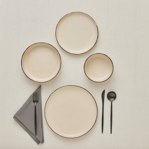 Karaca Monica 24-Piece Stoneware Dinner Set for 6 People, Beige