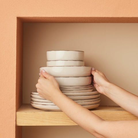 Karaca Monica 24-Piece Stoneware Dinner Set for 6 People, Beige