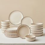 Karaca Monica 24-Piece Stoneware Dinner Set for 6 People, Beige