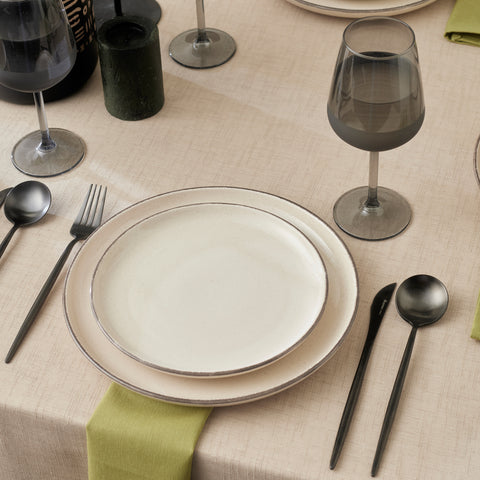 Karaca Monica 24-Piece Stoneware Dinner Set for 6 People, Beige