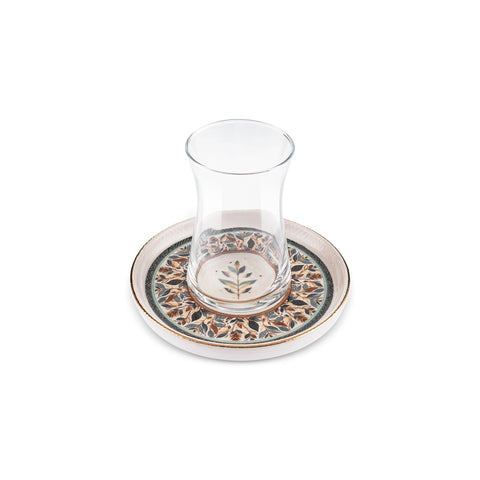 Karaca Clara 12-Piece Glass Turkish Tea Set for 6 People, 170ml, Multi