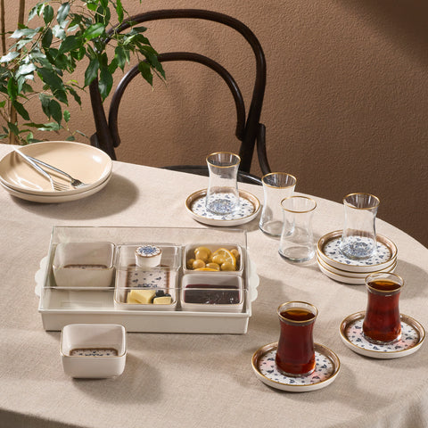 Karaca Elena 7-Piece Ceramic Breakfast Tableware Set, Multi