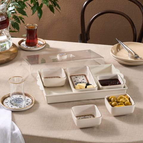 Karaca Elena 7-Piece Ceramic Breakfast Tableware Set, Multi