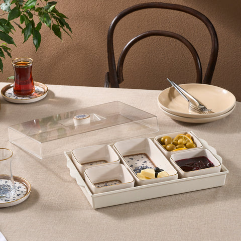 Karaca Elena 7-Piece Ceramic Breakfast Tableware Set, Multi