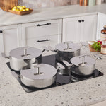 Karaca Rimova 3Ply Stainless Steel 8-Piece Induction Cookware Set with Flat Lid, Silver