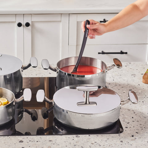 Karaca Rimova 3Ply Stainless Steel 8-Piece Induction Cookware Set with Flat Lid, Silver
