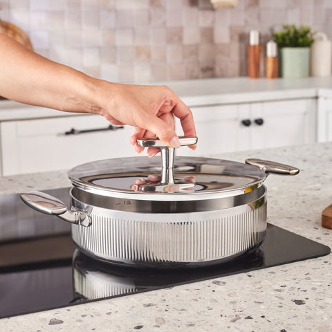 Karaca Rimova 3Ply Stainless Steel 8-Piece Induction Cookware Set with Flat Lid, Silver