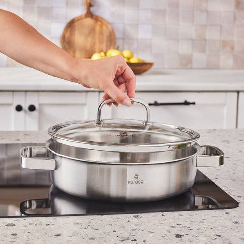 Karaca New Ares 3Ply Stainless Steel 9-Piece Induction Cookware Set, Silver
