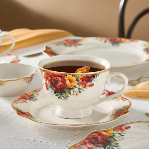 Karaca Bone China Amarose 26-Piece Serveware Set for 6 People, Gold