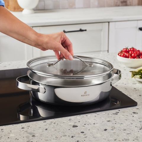 Karaca Culinara 3Ply Stainless Steel 8-Piece Induction Cookware Set, Silver