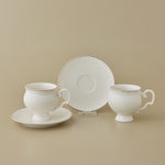 Karaca Malta 4-Piece Bone China Tea Cup and Saucer Set for 2 People, 210ml, Gold White