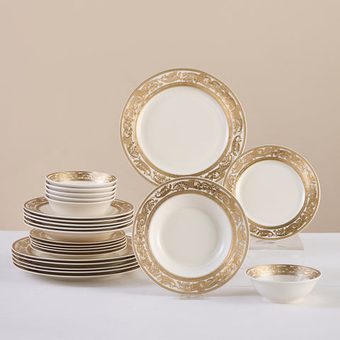 Karaca Elegance Bone Isola 24-Piece Dinner Set for 6 People, Multi