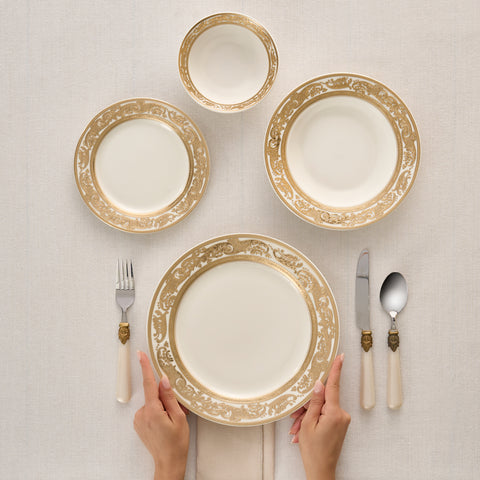 Karaca Elegance Bone China Isola 24-Piece Dinner Set for 6 People, Multi