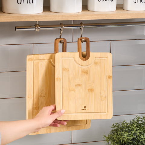 Karaca Squarecut 2-Piece Bamboo Chopping Board Set, Wood