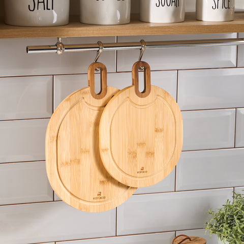 Karaca Ovelcut 2-Piece Bamboo Chopping Board Set, Wood
