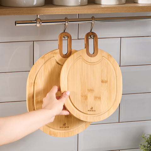 Karaca Ovelcut 2-Piece Bamboo Chopping Board Set, Wood