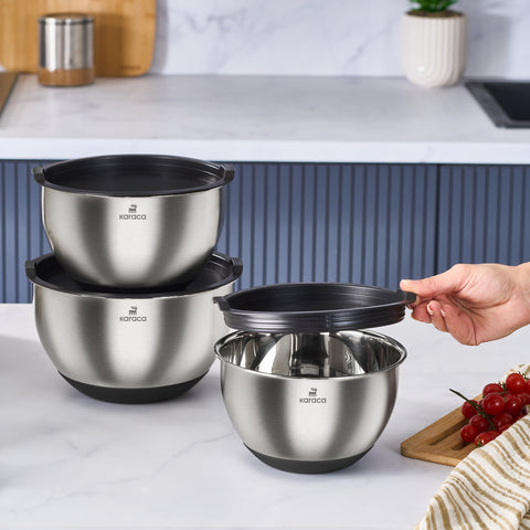 Karaca Blendbox 3-Piece Mixing and Storage Container, Inox