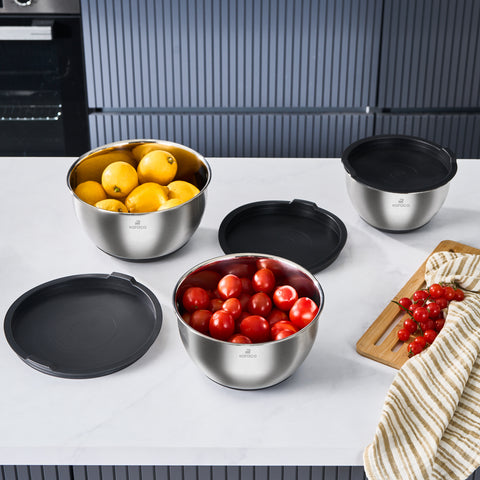 Karaca Blendbox 3-Piece Mixing and Storage Container, Inox