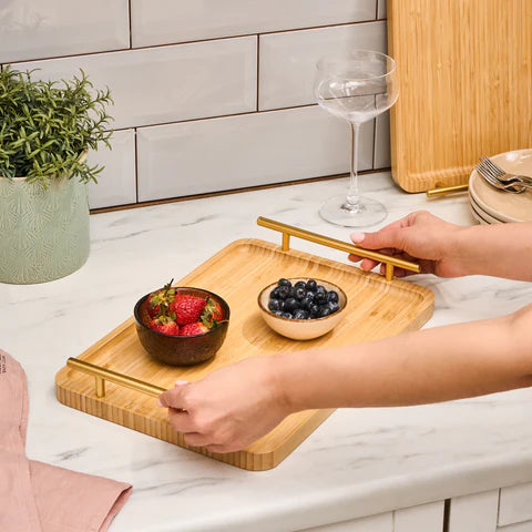 Karaca Duatroy 2-Piece Bamboo Tray, Wood