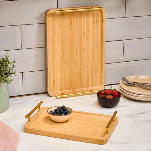 Karaca Duatroy 2-Piece Bamboo Tray, Wood