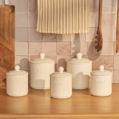 Karaca Ceraflavour 5 Piece Porcelain Storage Jar, White