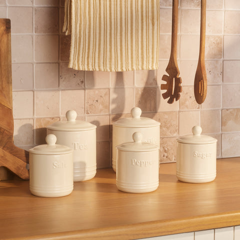 Karaca Ceraflavour 5 Piece Porcelain Storage Jar, White