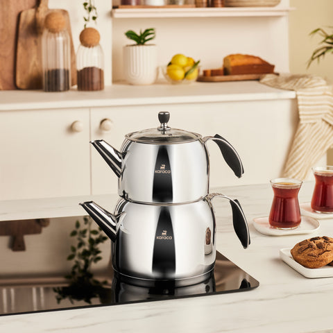 Karaca Stelly Stainless Steel Teapot Set, XL, Inox