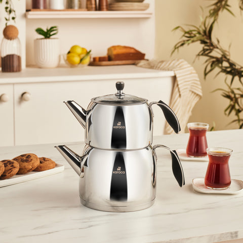 Karaca Stelly Stainless Steel Teapot Set, XL, Inox