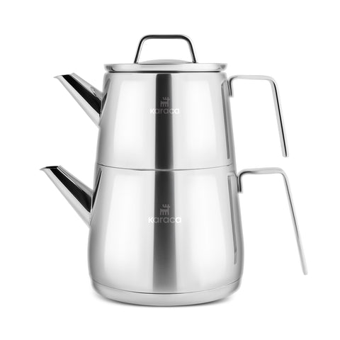 Karaca Steelina Stainless Steel Teapot Set, XL, Inox