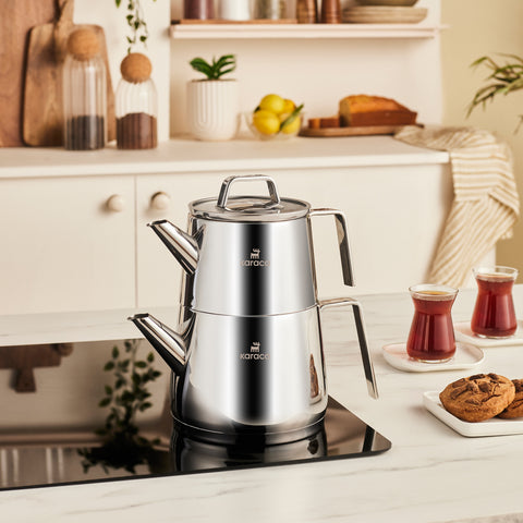 Karaca Steelina Stainless Steel Teapot Set, XL, Inox