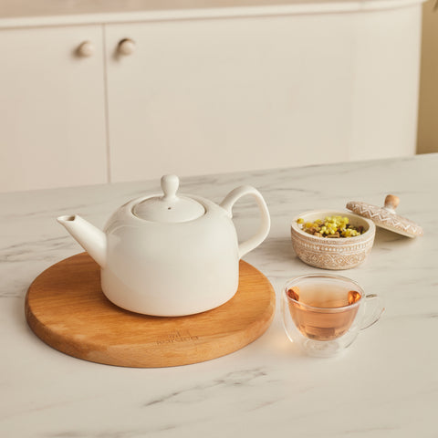 Karaca Pocelinox Porcelain & Stainless Steel Teapot Set, XL, Silver