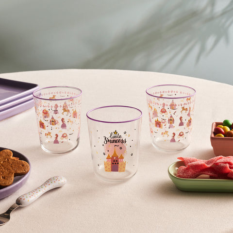 Karaca Kids 3-Piece Tumbler Glass Set, 315ml, Girl, Pink