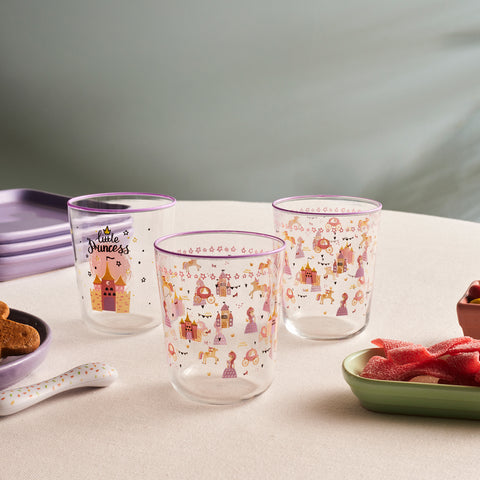 Karaca Kids 3-Piece Tumbler Glass Set, 315ml, Girl, Pink