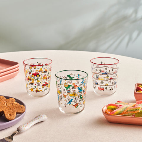 Karaca Kids 3-Piece Tumbler Glass Set, 315ml, Boy, Pink