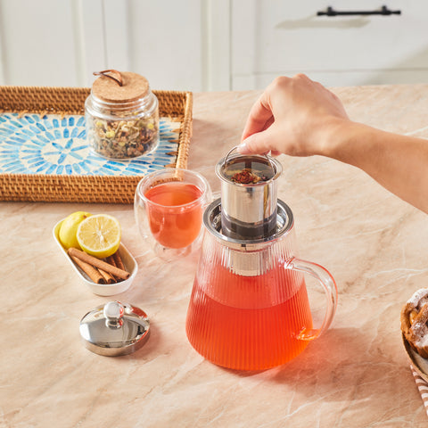 Karaca Lumira Borosilicate Glass Teapot, 1200ml, Clear