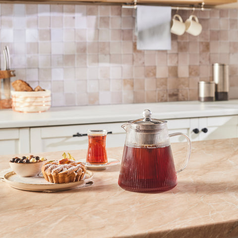 Karaca Lumira Borosilicate Glass Teapot, 1200ml, Clear