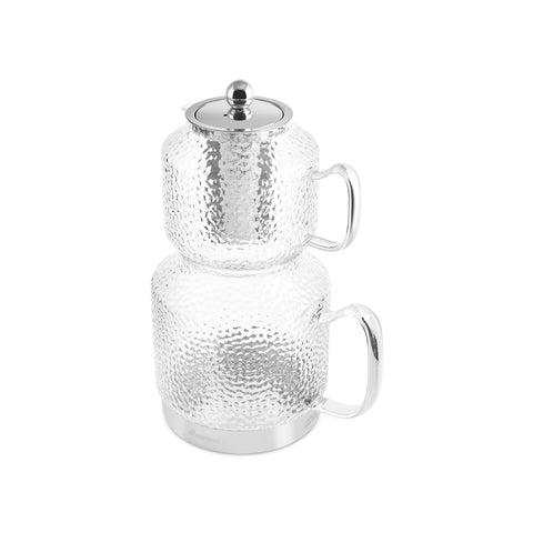Karaca Glissia Borosilicate Glass Induction Teapot Set, Xlarge, Clear