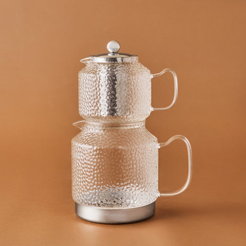 Karaca Glissia Borosilicate Glass Induction Teapot Set, Xlarge, Clear