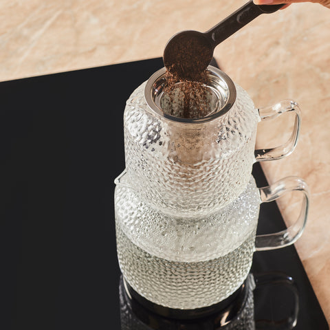 Karaca Glissia Borosilicate Glass Induction Teapot Set, Xlarge, Clear