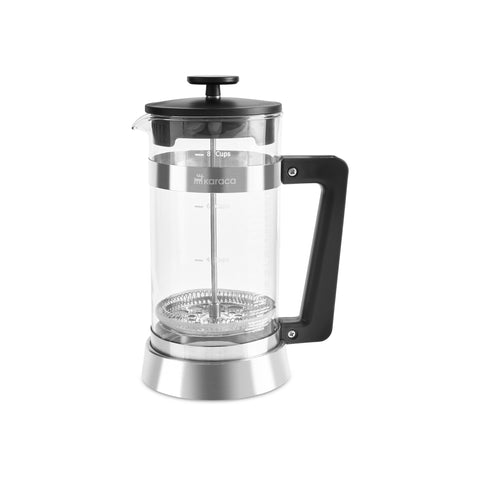 Karaca Cavira Borosilicate Glass French Press, 1000ml, Black Metal