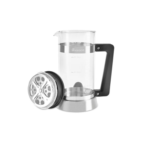 Karaca Cavira Borosilicate Glass French Press, 1000ml, Black Metal