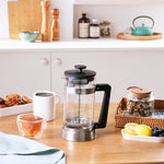 Karaca Cavira Borosilicate Glass French Press, 1000ml, Black Metal